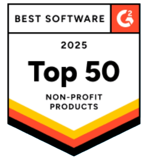 Best Software 2025 Top 50 Non-Profit Products Badge